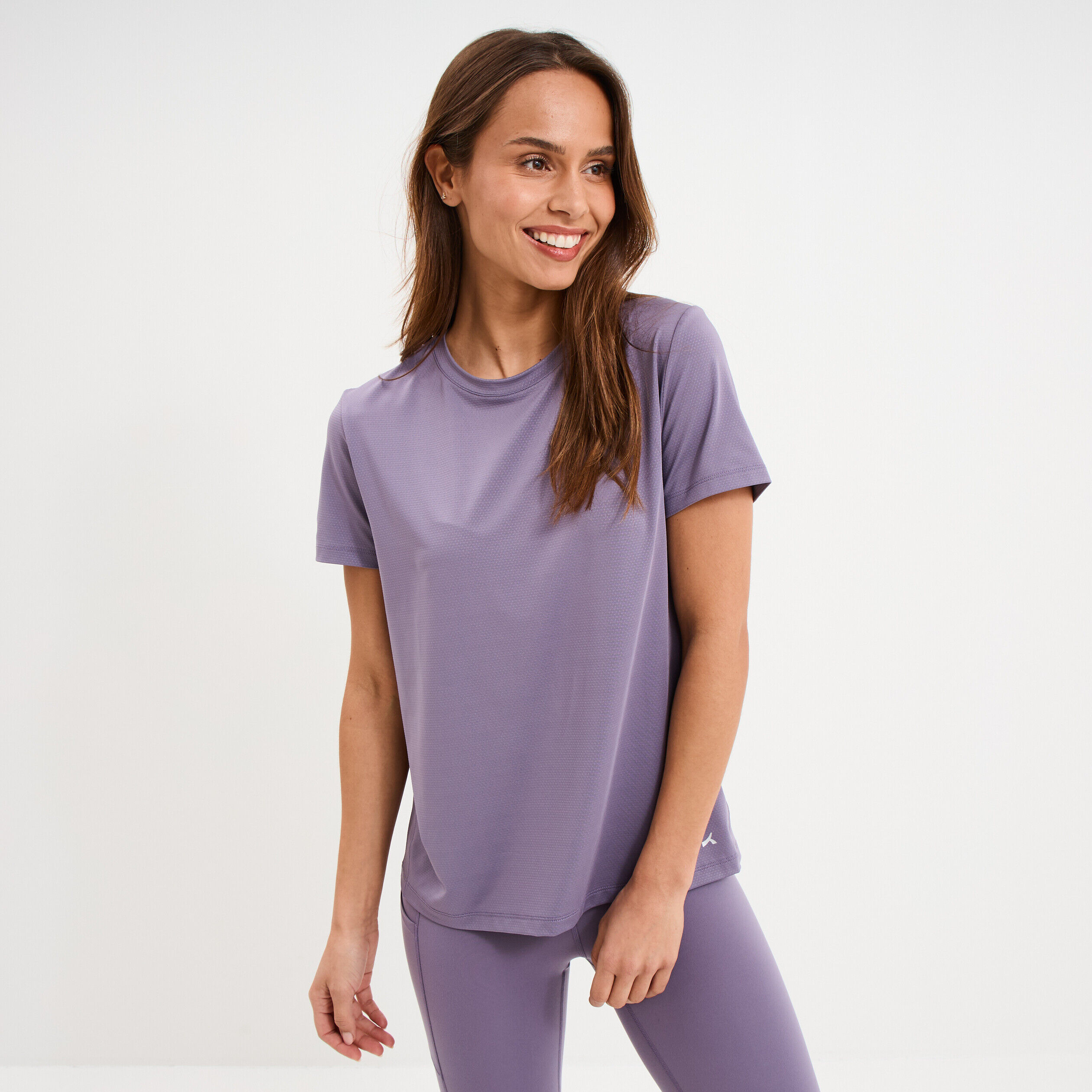 T-shirt de sport droit manches courtes violet femme