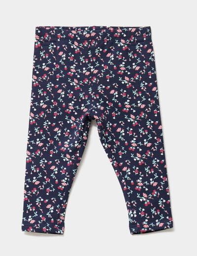 Legging doublé taille élastiquée bleu marine bébé fille