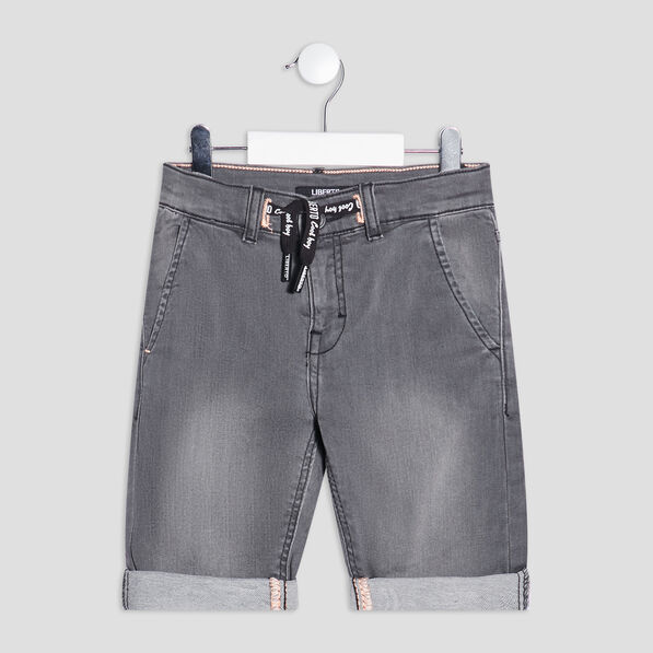Bermuda droit en jean gris garçon