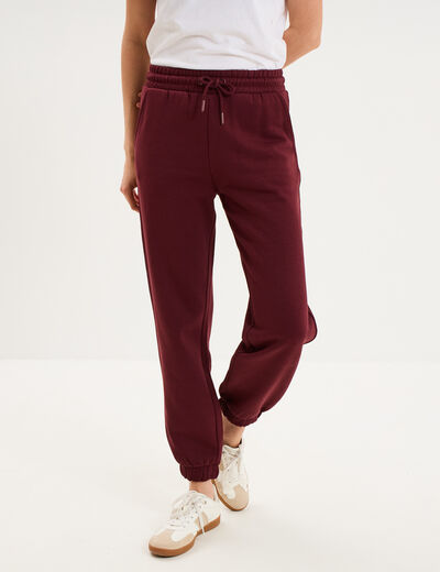 Pantalon de jogging molletonn&eacute; violet fonc&eacute; femme