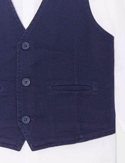 Ensemble 3 pièces chemise veste noeud bleu marine garçon