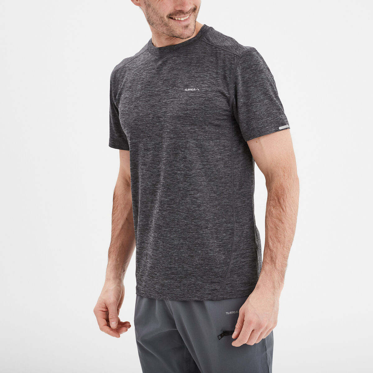 T-shirt technique outdoor l&eacute;ger Trappeur gris fonc&eacute; homme