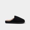 Chaussons mules velours fourr&eacute;s lavables taupe homme