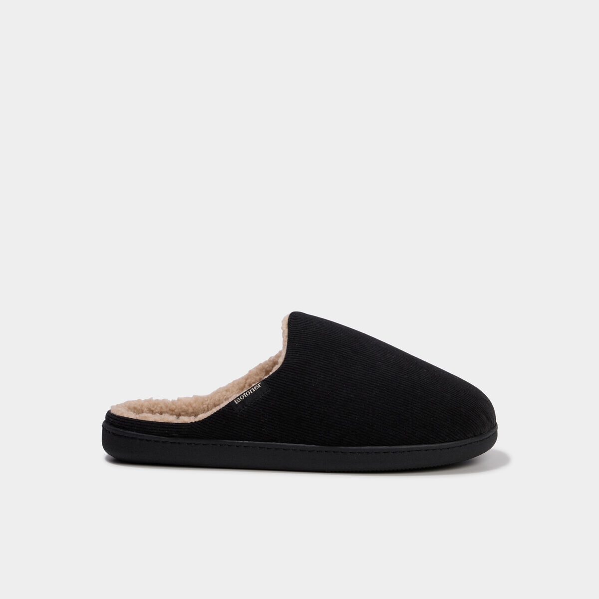 Chaussons mules velours fourr&eacute;s lavables taupe homme