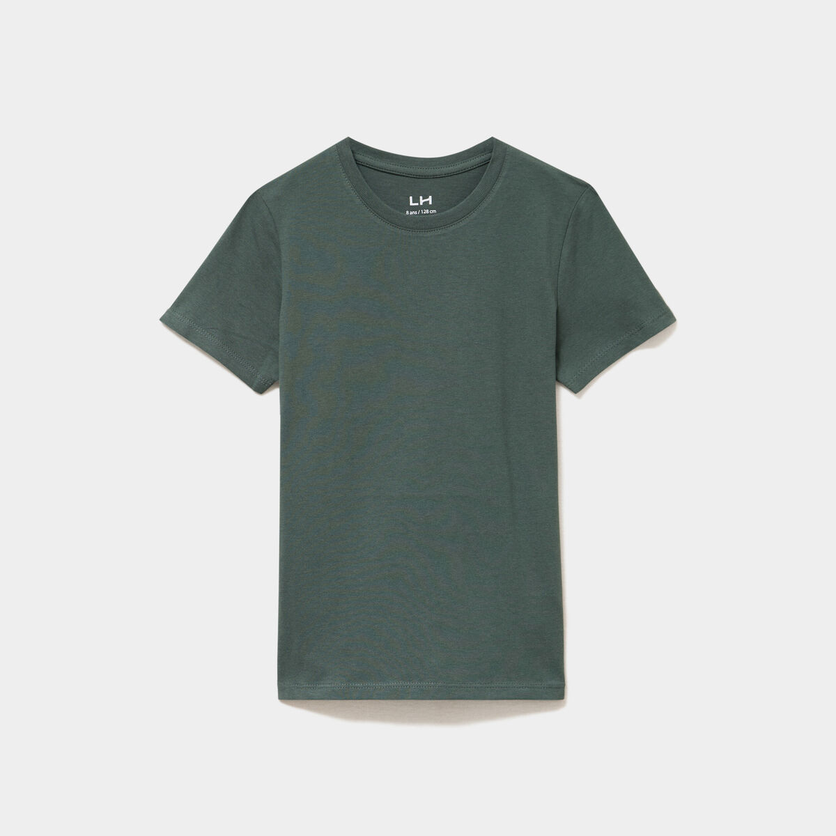 T-shirt en coton manches courtes vert fonc&eacute; gar&ccedil;on
