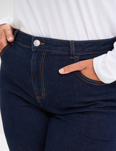 Jeans mom cropped taille haute denim brut femme grande taille