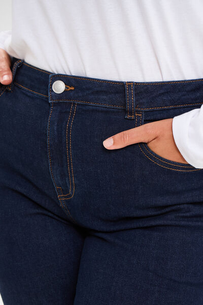 Jeans mom cropped taille haute denim brut femme grande taille
