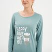 Chemise de nuit manches longues coton bleu gris femme