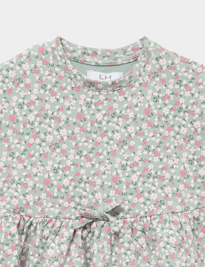 Robe patineuse manches courtes vert b&eacute;b&eacute; fille