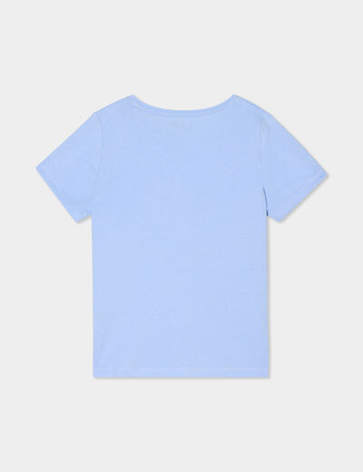 T-shirt manches courtes en coton bleu clair fille