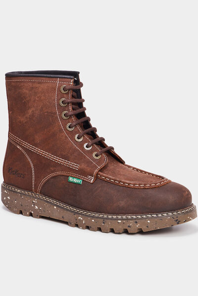Bottines crantées en cuir Kickers Para orange clair homme