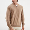 Pull col tunisien coton Liberto taupe homme