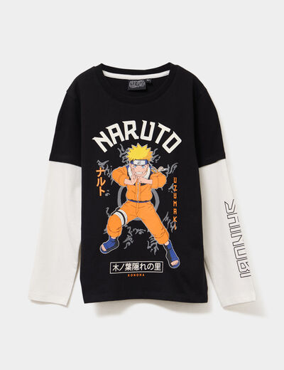 T-shirt manches longues coton Naruto noir garçon