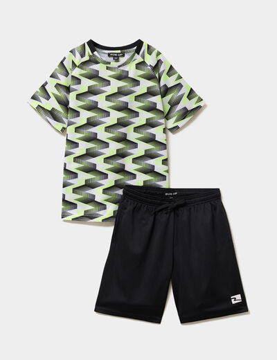 Ensemble de foot short et t-shirt noir gar&ccedil;on