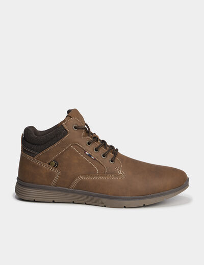 Bottines montantes &agrave; lacets marron clair homme