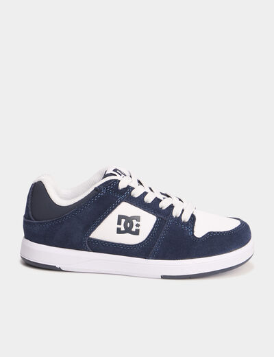 Tennis basses cuir &agrave; lacets bleu gar&ccedil;on