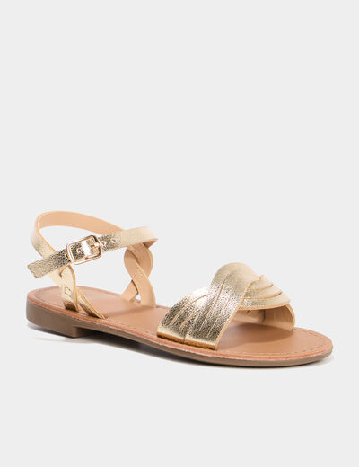 Sandales plates jaune or fille
