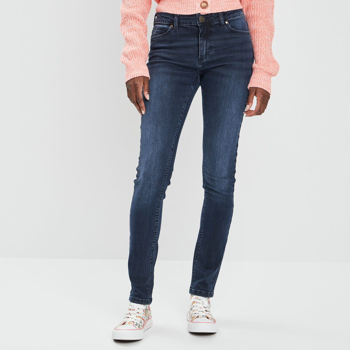 Jeans standard coupe regular Creeks denim blue black femme