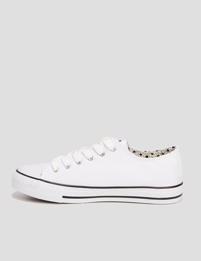 Tennis en toile à lacets blanc femme