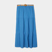 Jupe longue gaze de coton ceintur&eacute;e bleu fonc&eacute; femme
