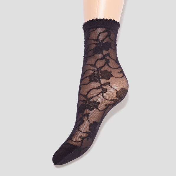 lot 2 paires socquettes fantaisie 20d noir femme Lot 2 paires socquettes fantaisie 20D noir femme