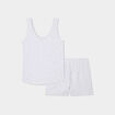 Ensemble pyjama short et débardeur coton gris clair femme