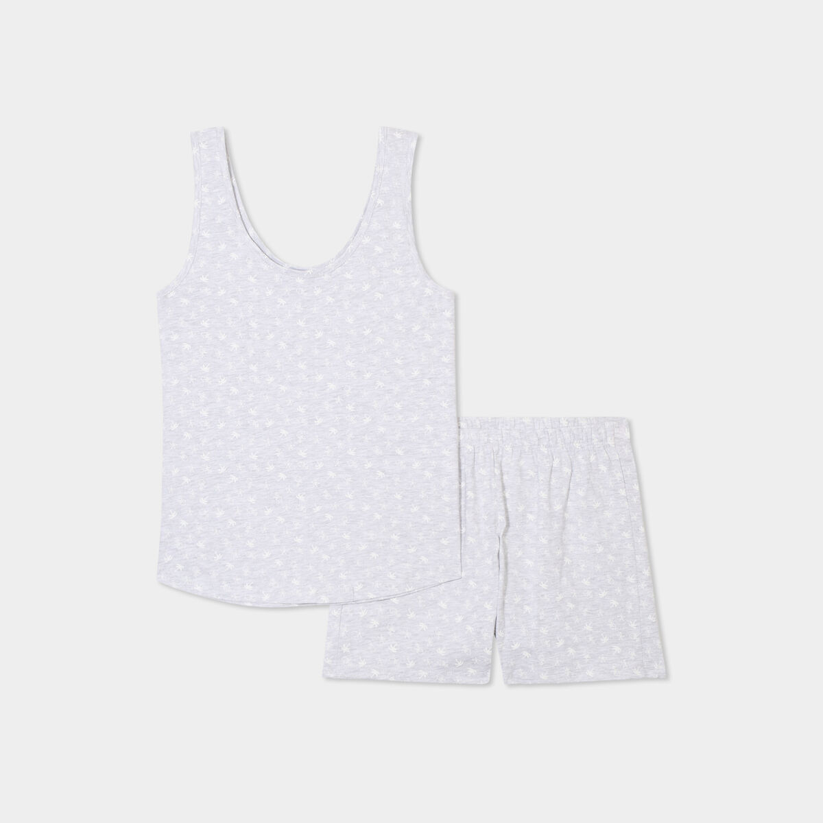 Ensemble pyjama short et débardeur coton gris clair femme