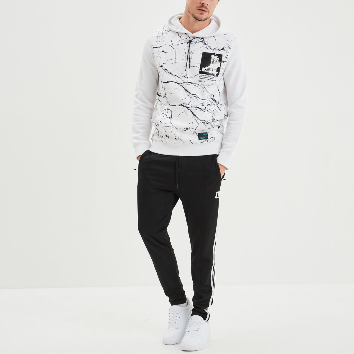 Sweat à capuche hoodie Liberto blanc homme