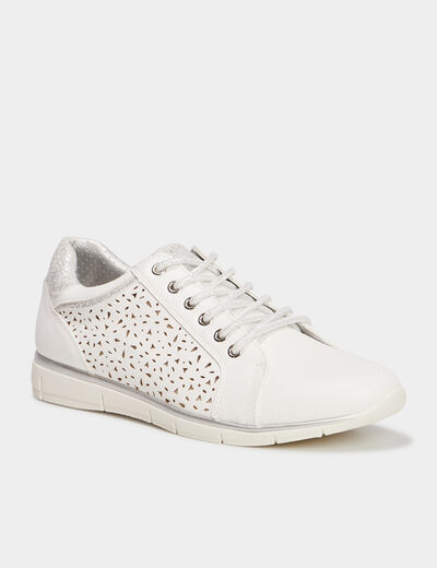 Baskets perforées à lacets Confortissimo blanc femme