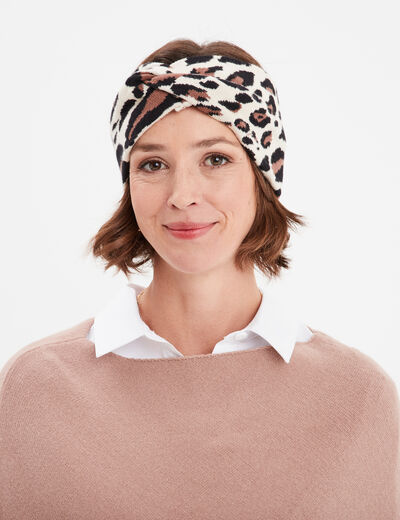 Bandeau tricoté effet noué sable femme