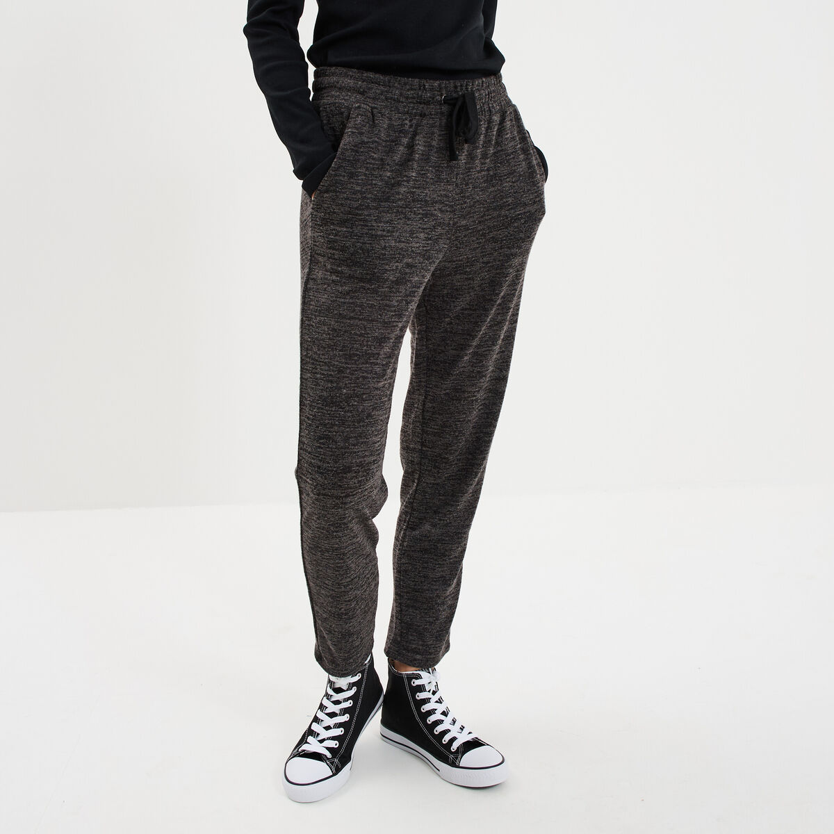 Pantalon jogging 7/8&egrave;me gris fonc&eacute; femme