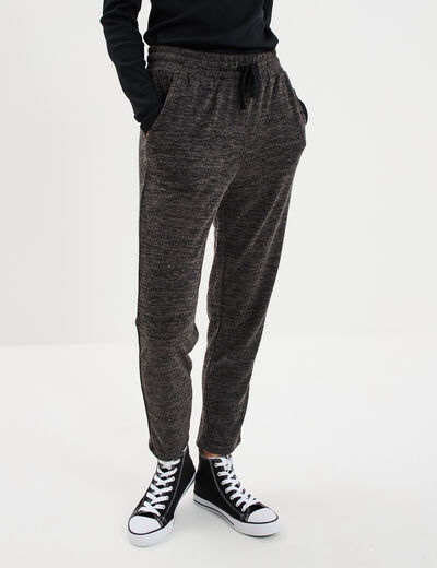 Pantalon jogging 7/8&egrave;me gris fonc&eacute; femme