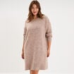 Robe pull oversize boutons &eacute;paule genou sable femme grande taille