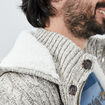 Gilet à capuche doublée polaire ivoire homme