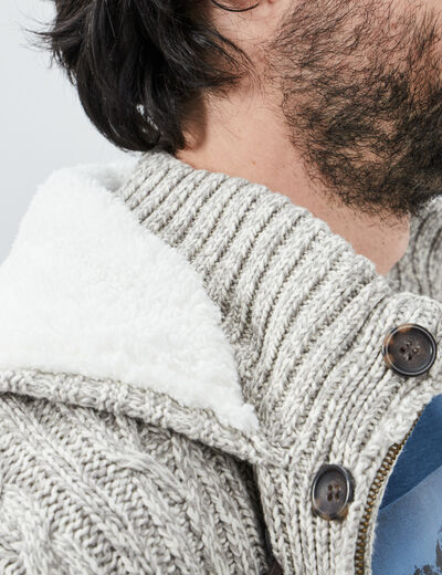 Gilet à capuche doublée polaire ivoire homme