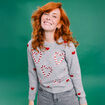 Pull No&euml;l avec sequins et col rond gris clair femme