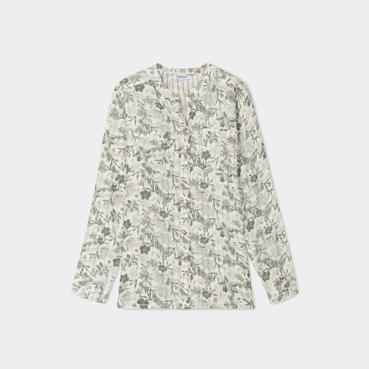 Chemise manches longues col mao ecru femme