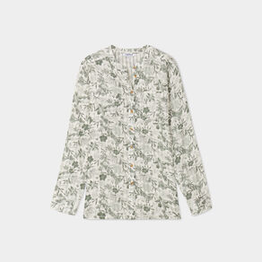 chemise manches longues col mao ecru femme Chemise manches longues col mao ecru femme