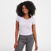 T-shirt manches courtes côtelé violet clair femme