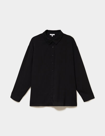 Chemise fluide manches longues noir femme grande taille