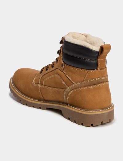 Bottines montantes &agrave; lacets en cuir marron clair homme