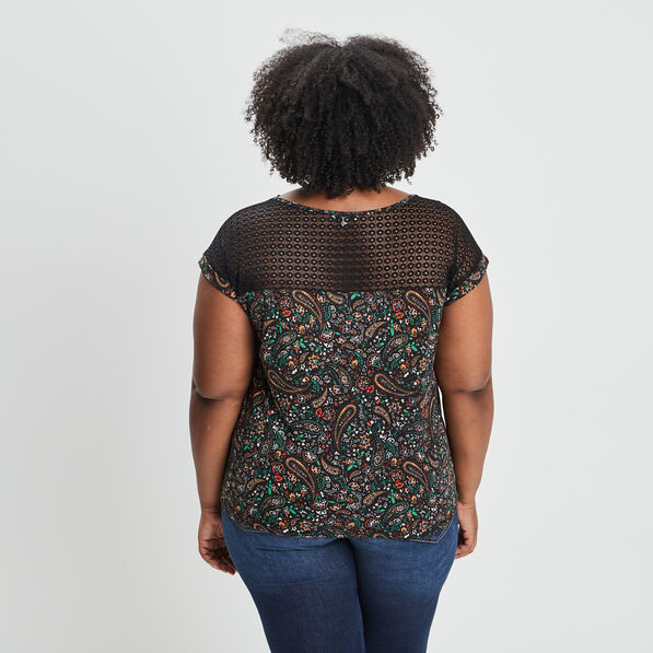 T-shirt manches courtes noir femme grande taille