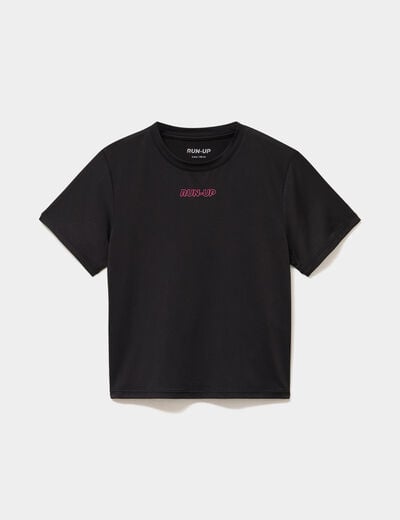 T-shirt ajust&eacute; manches courtes noir fille