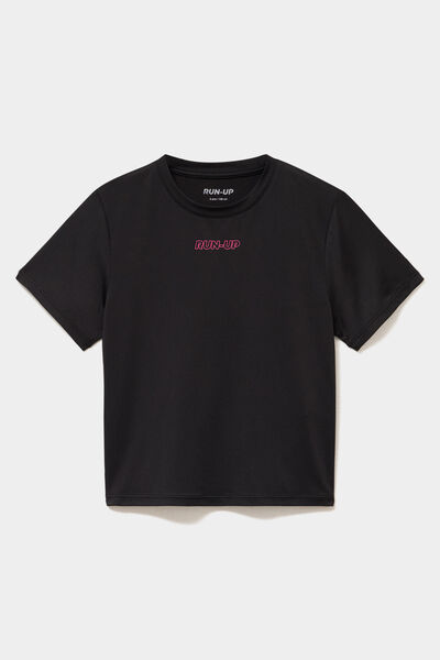 T-shirt ajust&eacute; manches courtes noir fille