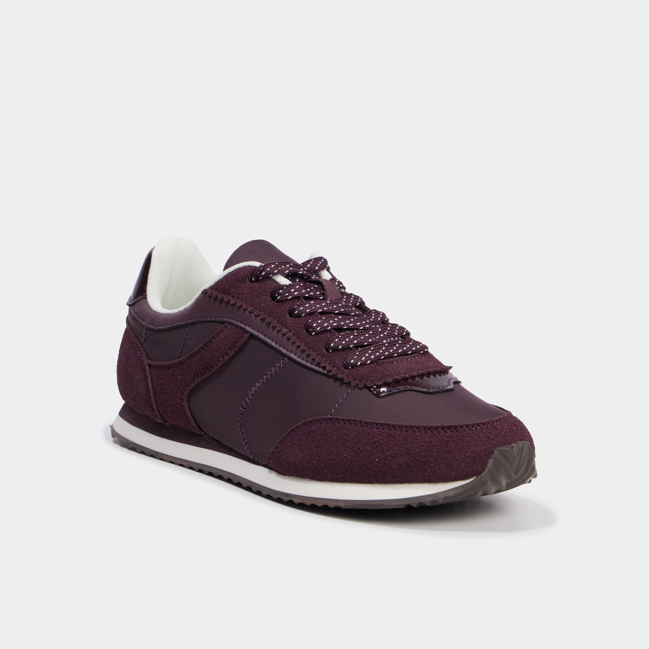 Baskets suédine à lacets bordeaux femme