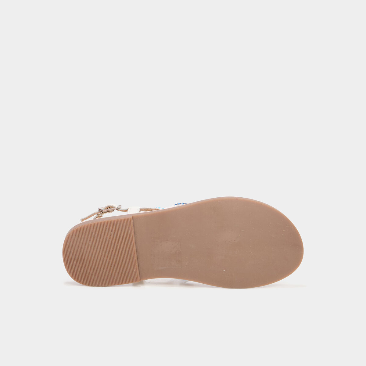 Sandales avec perles en cuir blanc fille