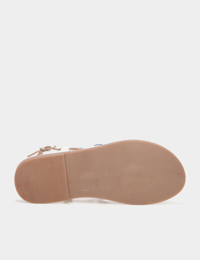 Sandales avec perles en cuir blanc fille