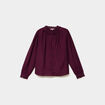 Blouse manches longues col dentelle violet fonc&eacute; femme