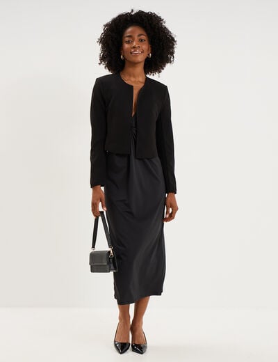 Veste bol&eacute;ro courte ajust&eacute;e noir femme