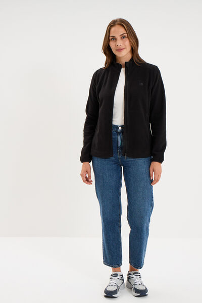 Gilet polaire zipp&eacute; manches longues noir femme
